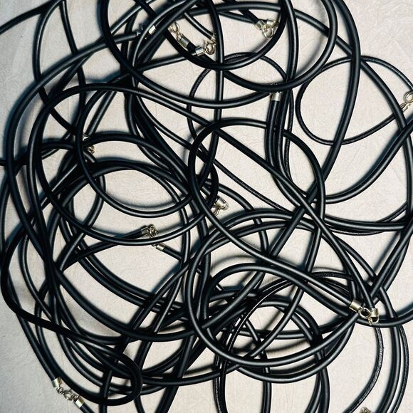 22” Black Cord Necklace - Unisex | 925 Silver Clasp | Minimalist | Great… - Picture 6 of 17